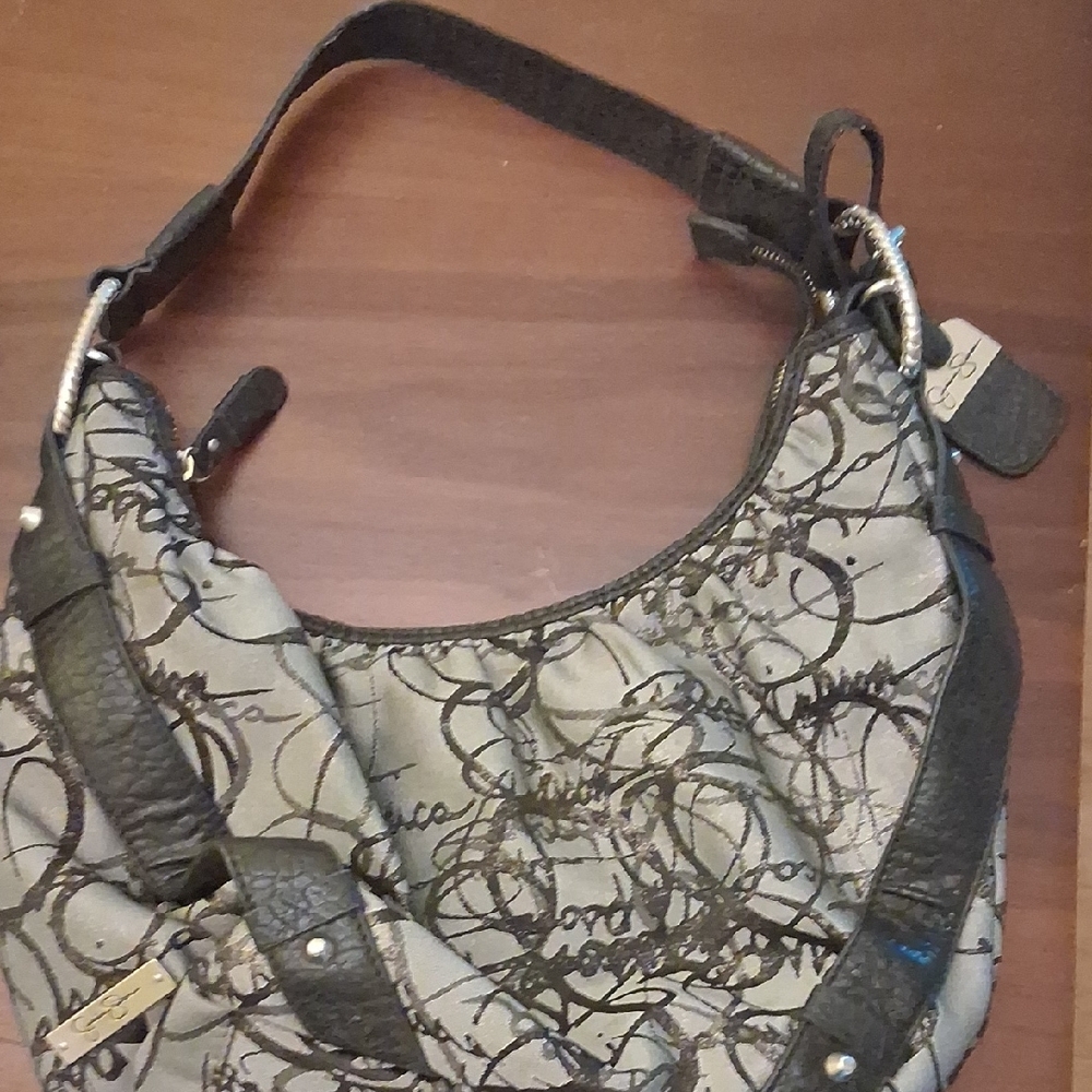 Jessica Simpson Black and Gray Hobo Bag with Slouchy Design